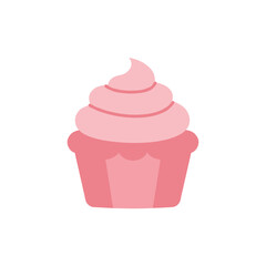 Delicious pink cupcake with creamy frosting on a vibrant background, ideal for desserts