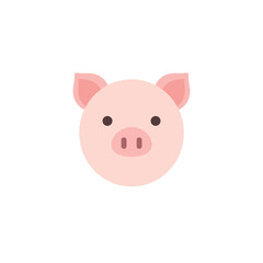 Cute cartoon pig with round body and ears, set against a simple white background