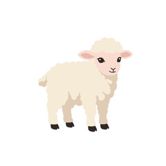 Cute cartoon sheep standing on a white background, perfect for children's themes