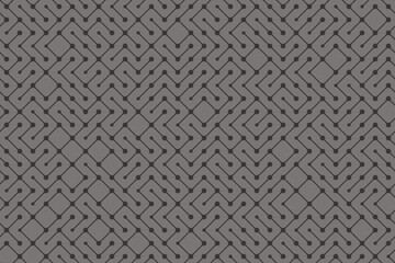 Monochrome technology background, neutral earthy colors, abstract geometric bg with random placed design elements, seamless vector pattern intricate chaotic connected shapes grid