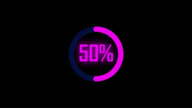 50% loading circle bar animation on pink color