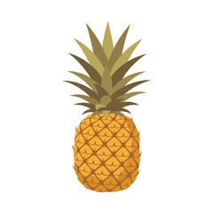 Obraz premium Vibrant pineapple with lush green leaves against a clean white background