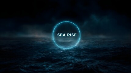 Glowing digital panel displays the dire forecast of sea level rise