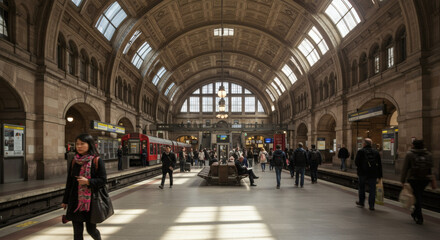 Stunning Architecture Interior View of a Grand Train Station Buildings