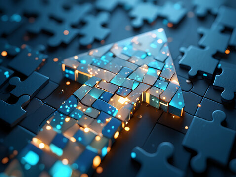 Puzzle arrow growth concept business strategy solution teamwork success idea