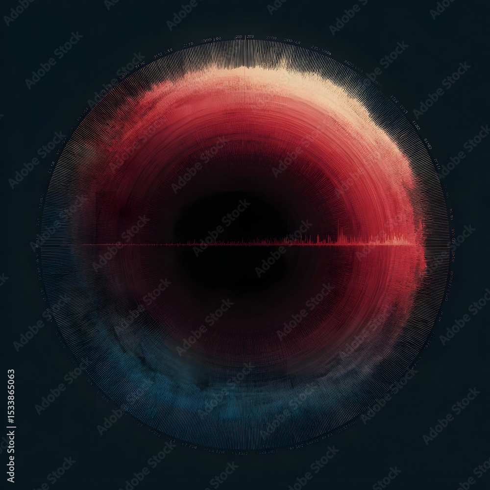 Poster glowing circular chart visualizing temperature rise trend