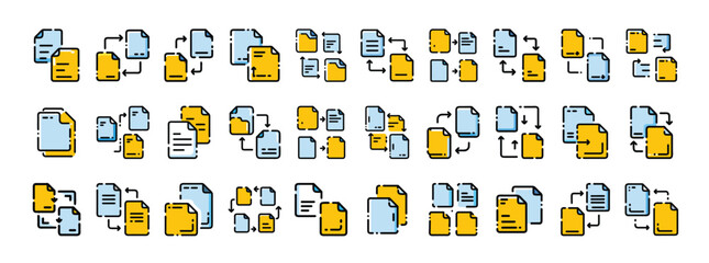 Simple Line Icon Collection of File and Document Symbols for UI and App Design
