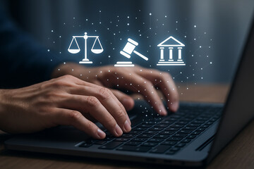Online legal services attorney lawyer digital law justice technology legal advice and support system