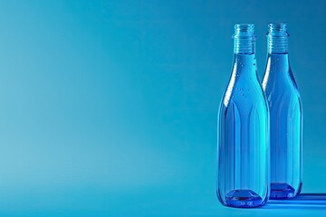 Ultra Quality Picture of a Blue Bottle of Water Sits Next to a Blue Bottle of Blue Liquid