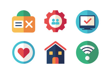 Set of colorful flat style icon illustrations representing business and lifestyle concepts