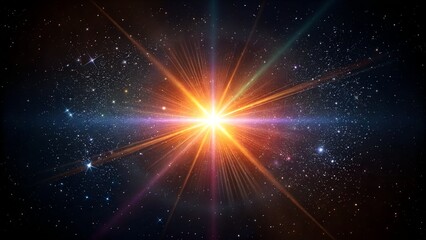 Lens flare burst, high contrast, for sci-fi or cinematic editing, black background