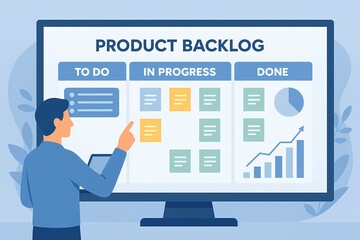 Product backlog illustration in agile development – AI generated