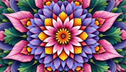 Colorful floral mandala design with vibrant petals