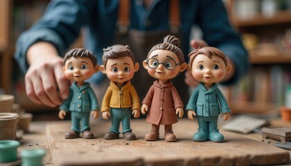 Clay figurines being crafted in artisan workshop