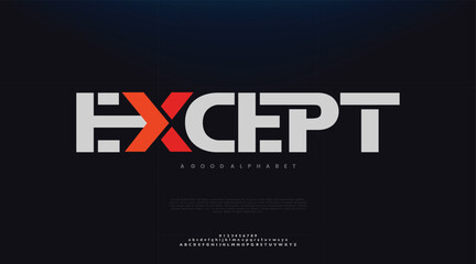 Except, sport modern alphabet font and logo typography urban style fonts italic for technology digital movie logos vector