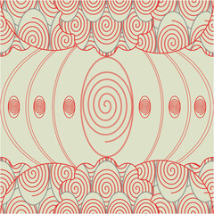 Abstract Spiral Line Circle Pattern Red Ink Cream Background