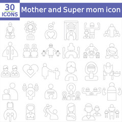  Mother and Super mom icon set