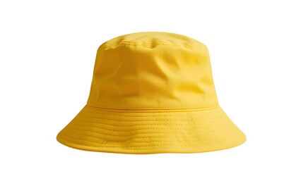 Fototapeta premium Isolated bright yellow bucket hat with a wide brim on a white background studio shot style image
