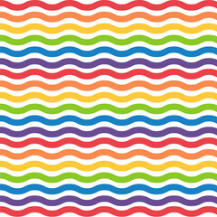 Seamless pattern with colorful waves.Pride month symbol background.Rainbow repeat pattern isolated on white background.Colorful vector background.