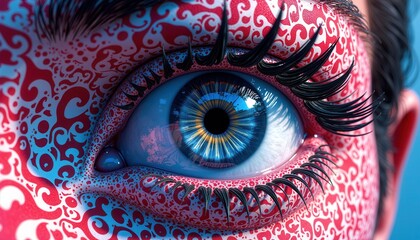 Intricate eye design close-up with vibrant patterns
