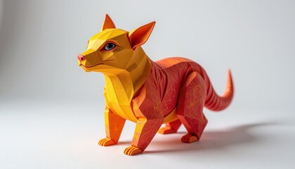 Origami fox sculpture with intricate paper art design