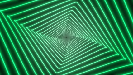 Green neon light tunnel perfect for futuristic designs, technology concepts, virtual reality themes, or music event backgrounds. Vibrant and dynamic.