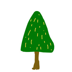 Green Simple Tree Doodle ilustrator cute
