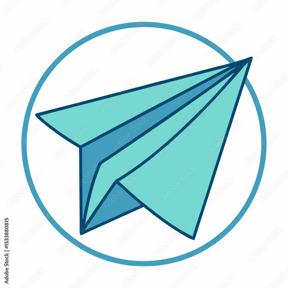 Poster paper plane direct message icon with neon edges and drop shadow