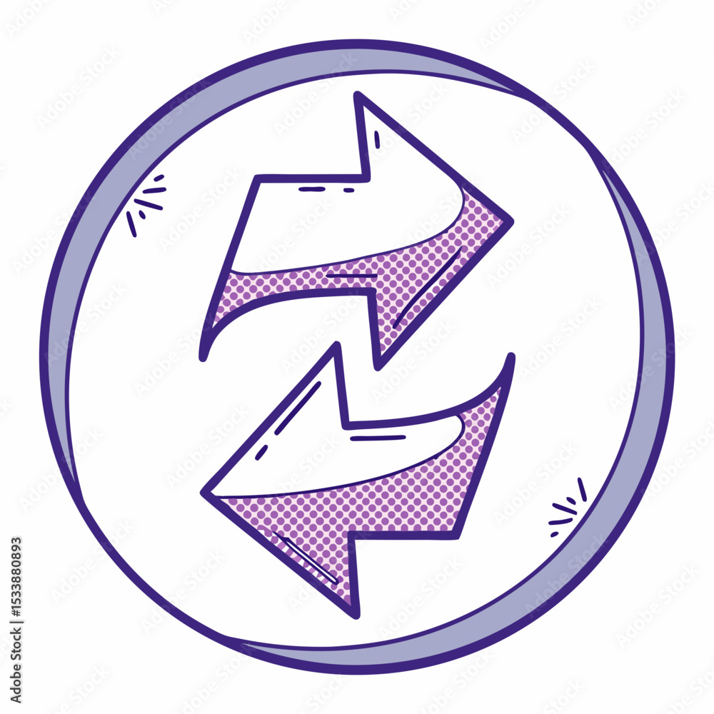 Poster rounded share icon with abstract diagonal tail arrows
