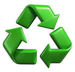 3d render illustration of isolated transparent green recycle icon 