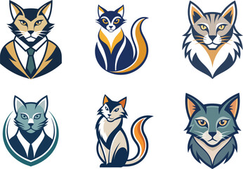 Obraz premium Stylish Cat Mascot Designs Perfect for Branding Logos and Company Identity Needs