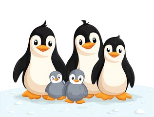 Naklejka premium Cute Penguin Family Illustration – Holiday and Family Celebration Theme