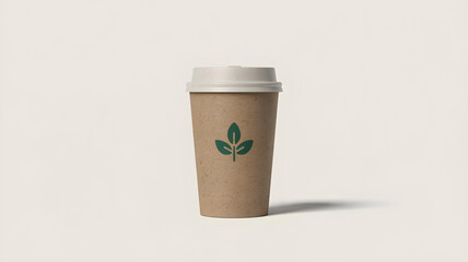 Recyclable kraft paper latte cup with biodegradable lid on white background, eco-friendly design.









