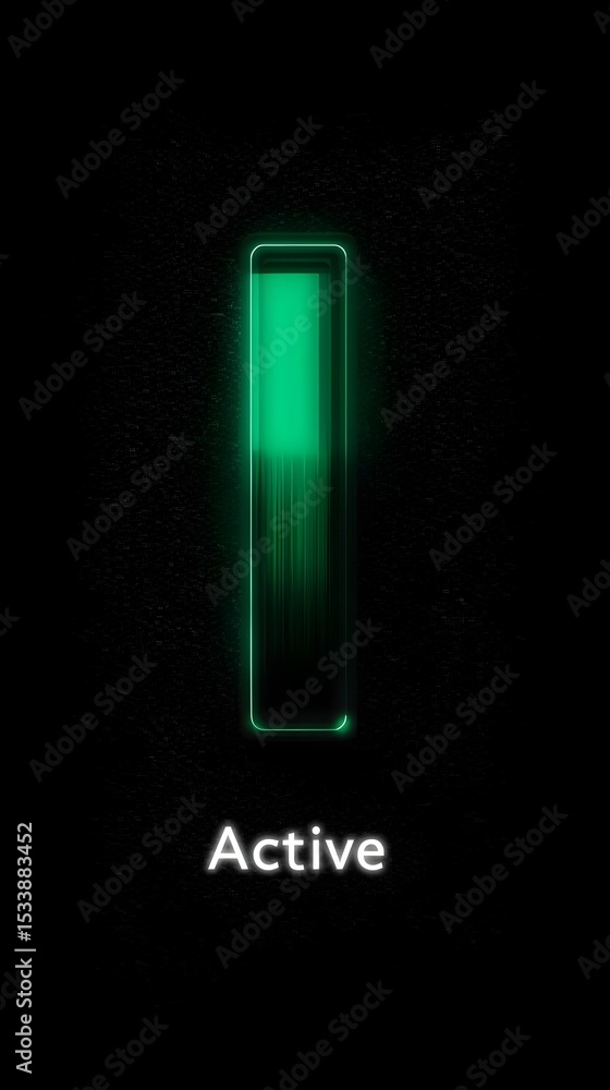 Poster glowing green active status indicator on a digital screen