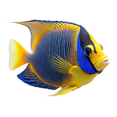 Naklejka premium Emperor Angelfish isolated on transparent background.
