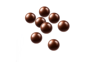 chocolate round dragee candies on transparent background