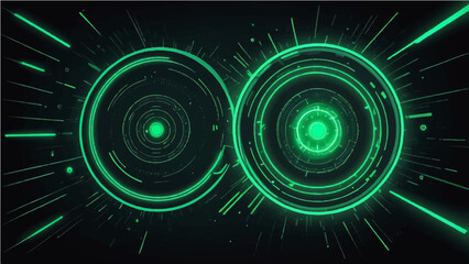 abstract dark green neon light streaks radiating from the center on a dark background (9)