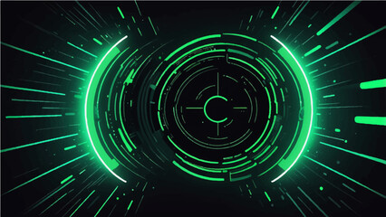 abstract dark green neon light streaks radiating from the center on a dark background (12)