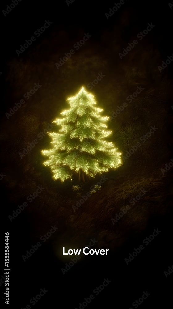 Canvas Prints glowing tree shaped icon with low cover label