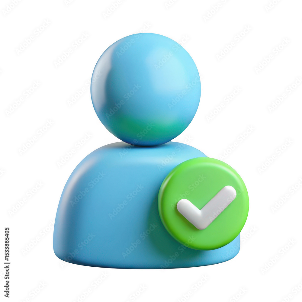 Poster 3d verified user icon realistic 3d render isolated on transparent background