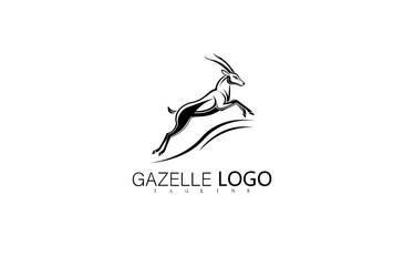 Modern Jumping Gazelle Logo Vector in Graceful Silhouette Style. Sleek Wildlife Deer Illustration for Outdoor Business Identity, Nature Logo Symbol, or Creative Animal Branding Emblem Design.

