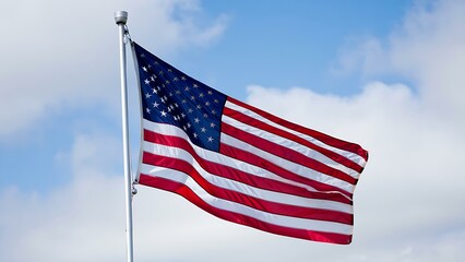 Obraz premium Waving American Flag Against Blue Sky