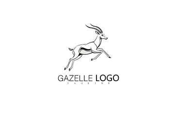 Fototapeta premium Jumping Gazelle Logo Vector Silhouette in Minimalist Style. Elegant Wildlife Deer Illustration for Nature Branding, Outdoor Identity Symbol, or Creative Animal Emblem Concept Design.
