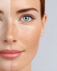 Fototapeta premium true skin moments Close-up portrait of a woman showcasing natural beauty and skin texture.