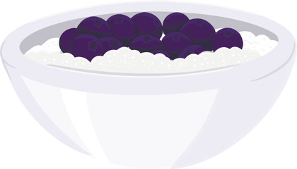 Porridge bowl with blueberries hand drawn
