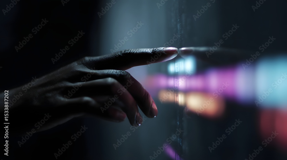 Poster floating panel displaying a timeline with a glowing hand touch