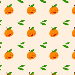Cute Orange Fruit Pattern with Smiling Faces