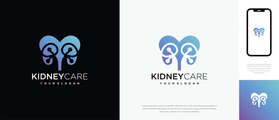 Kidney love logo design. Kidney internal organ logo design vector icon	