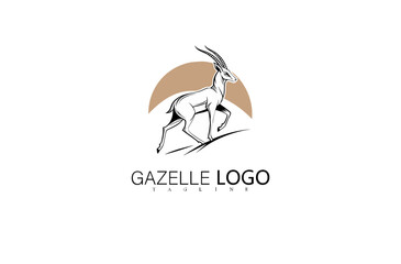 Sleek Jumping Gazelle Silhouette Vector Logo for Nature Business Branding. Wildlife Deer Illustration for Outdoor Identity Concept, Minimalist Logo Art, or Creative Elegant Animal Symbol Design.

