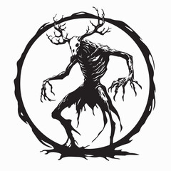 Scary Wendigo Image Vector. Black and white Wendigo Image Vector on white background.